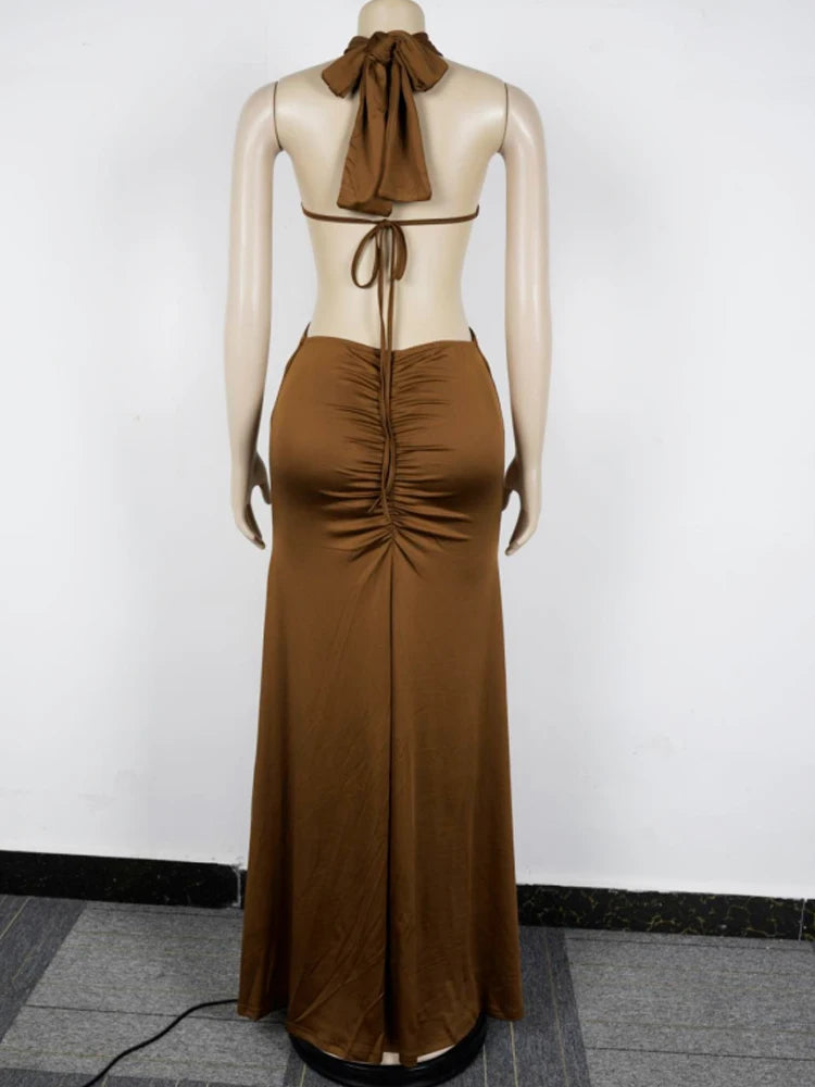 The Delphine Halter Ring Maxi Dress