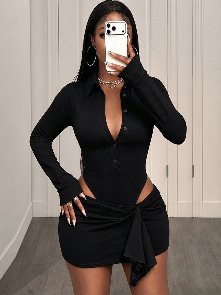 The Rhea Bodysuit & Ruched Mini Skirt Set