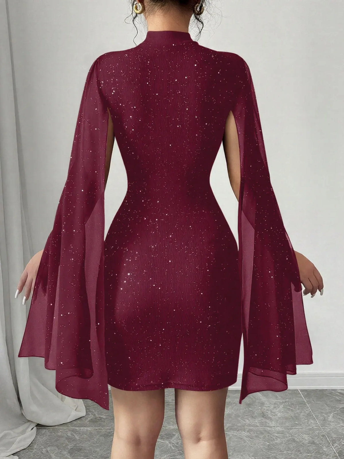 The Celestia Sequin Cape Mini Dress