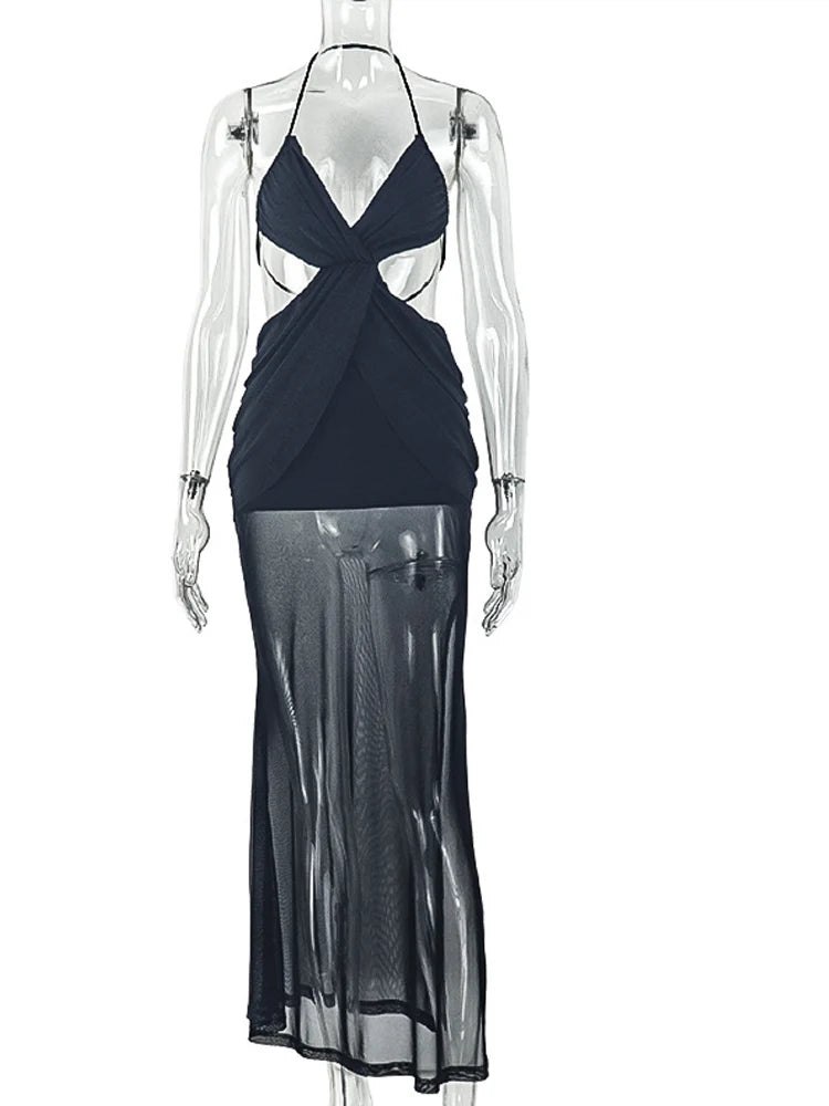 The Calista Halter Twist Maxi Dress
