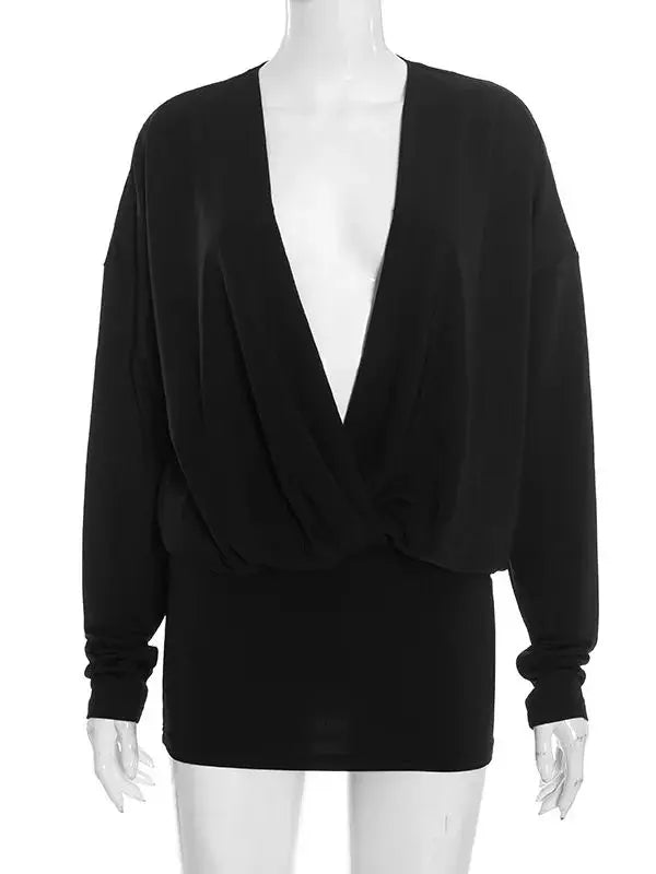 The Camille Draped Plunge Mini Dress