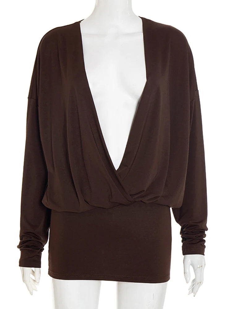 The Camille Draped Plunge Mini Dress