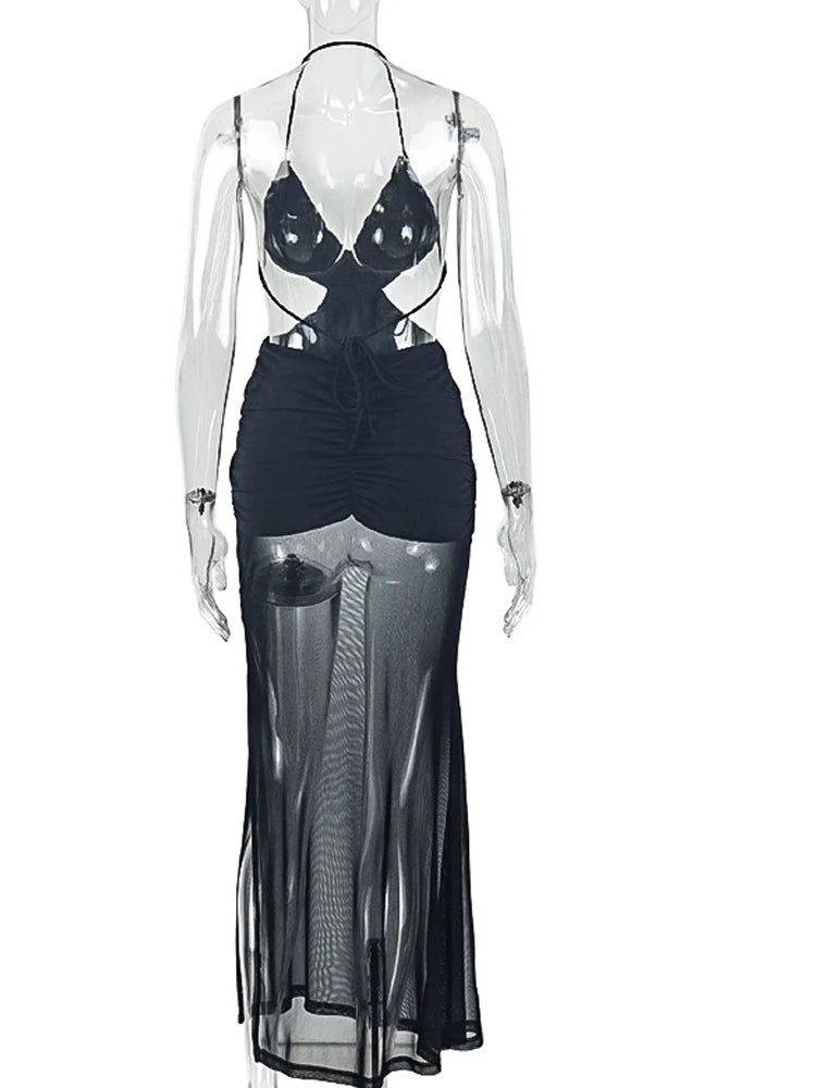 The Calista Halter Twist Maxi Dress