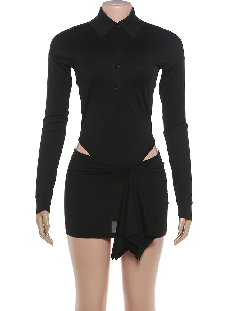 The Rhea Bodysuit & Ruched Mini Skirt Set