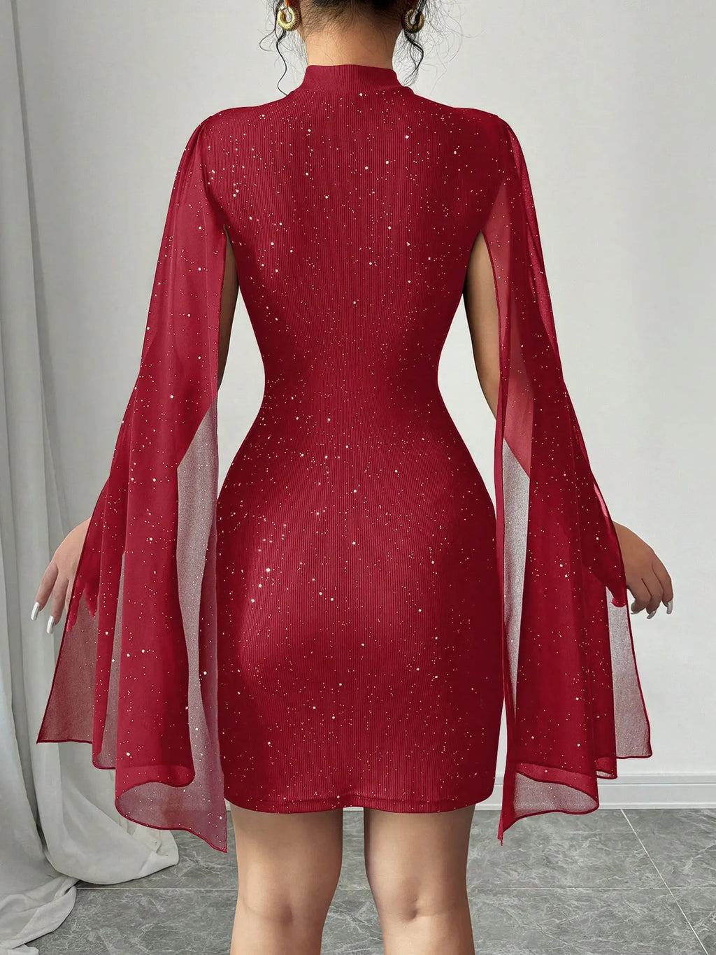 The Celestia Sequin Cape Mini Dress