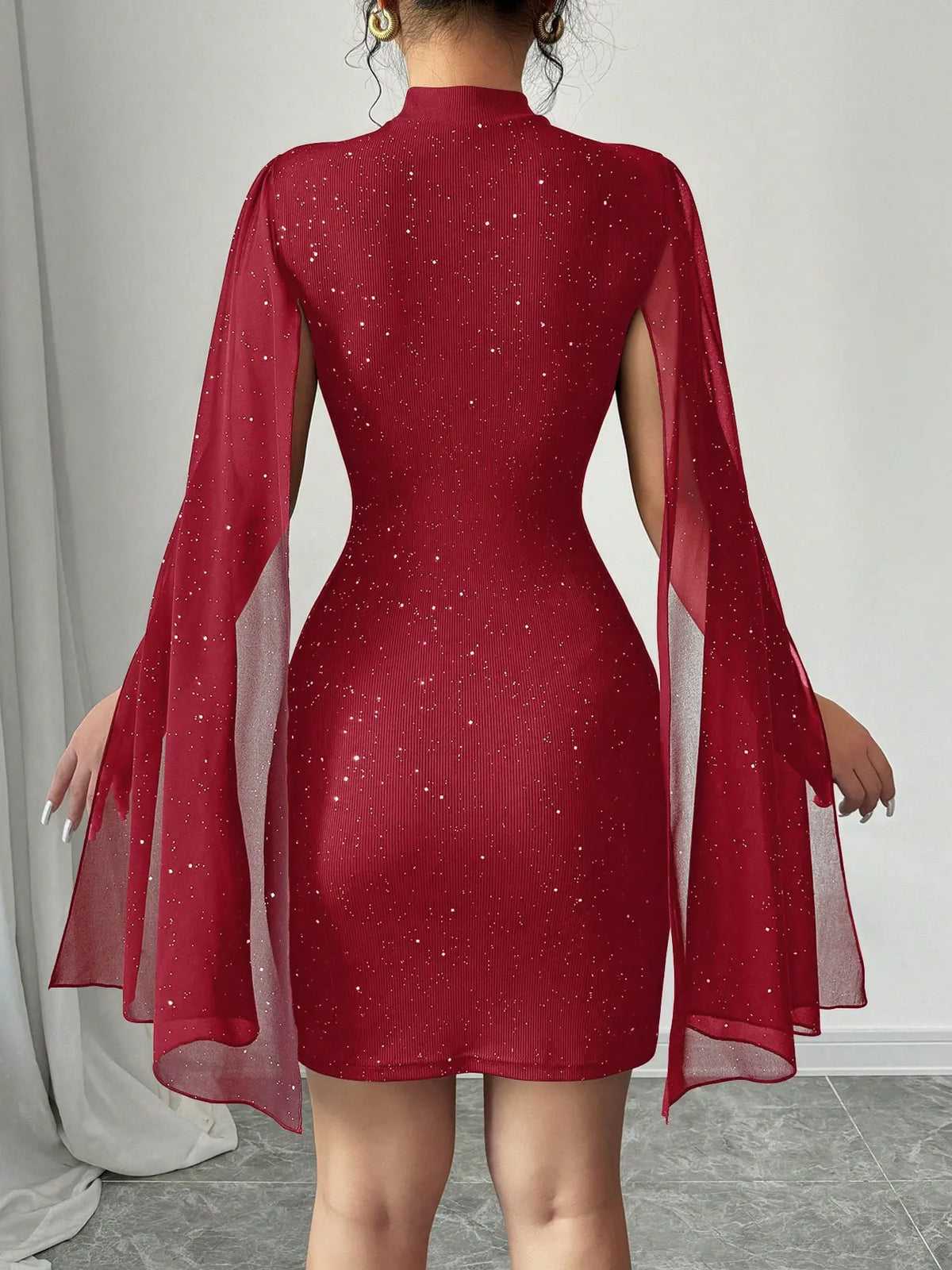 The Celestia Sequin Cape Mini Dress