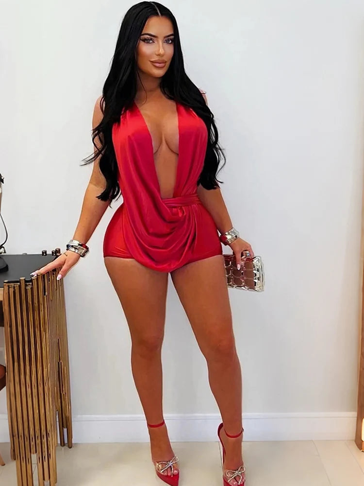 The Vesper Plunge Halter Romper