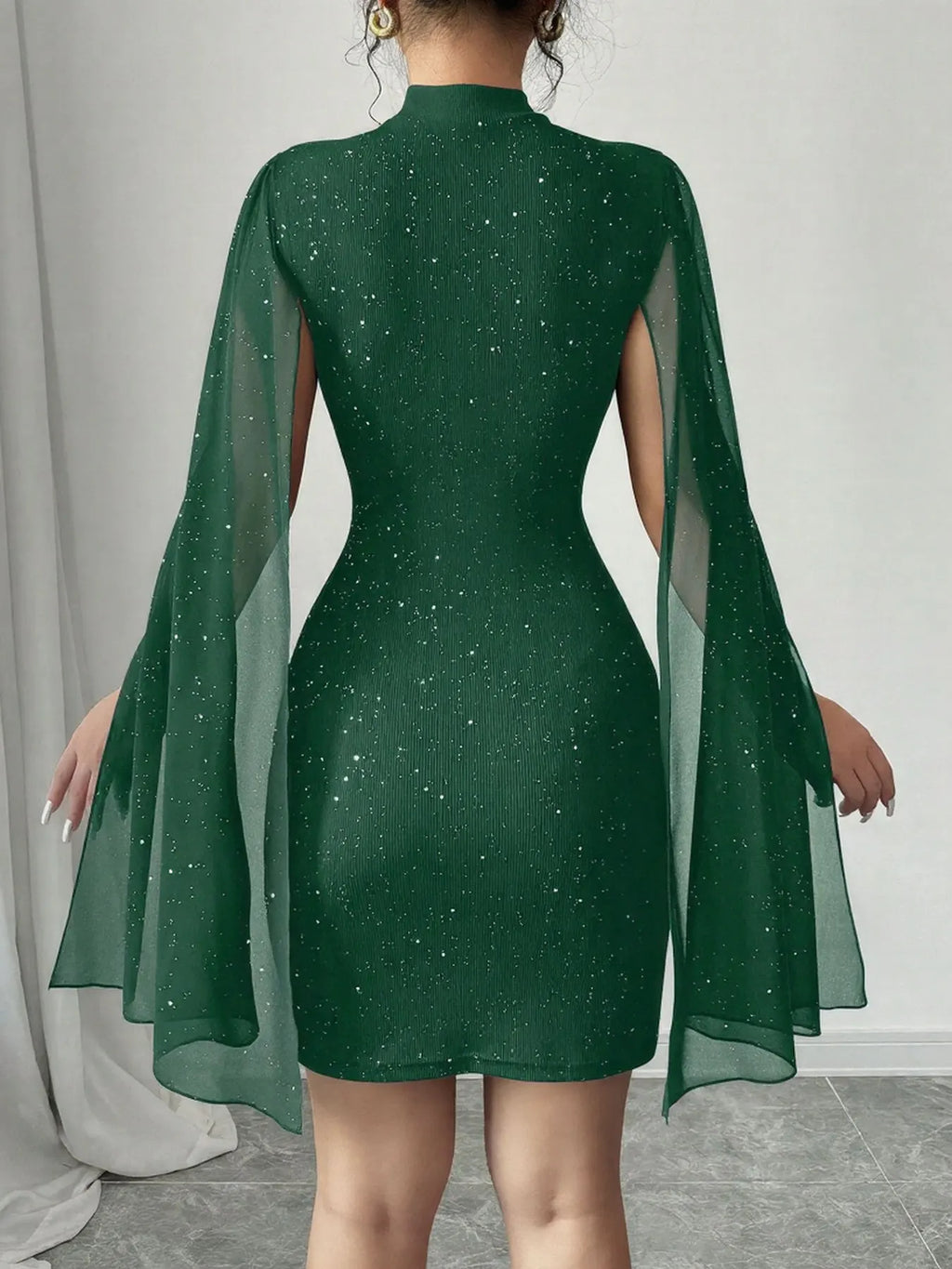 The Celestia Sequin Cape Mini Dress