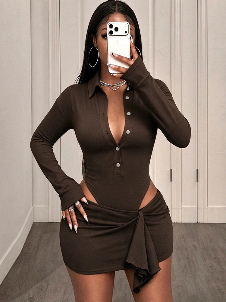 The Rhea Bodysuit & Ruched Mini Skirt Set