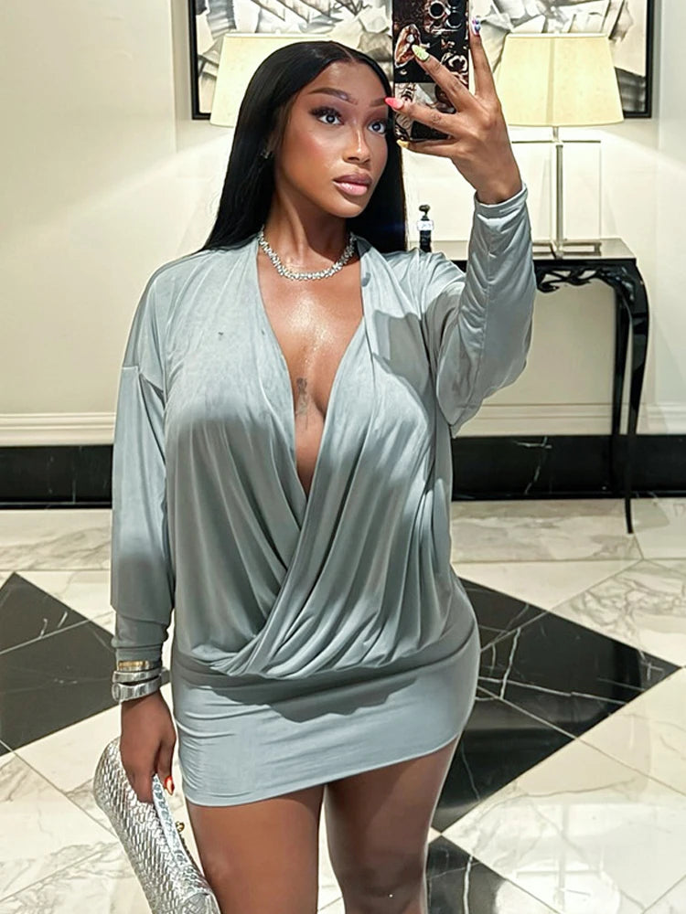 The Camille Draped Plunge Mini Dress