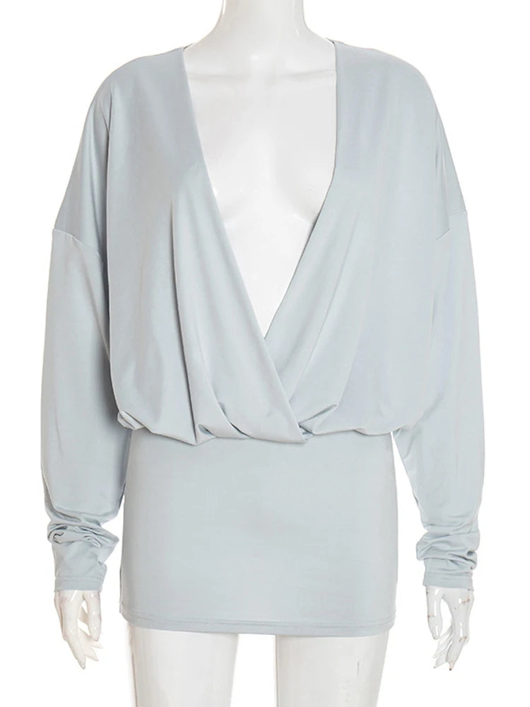 The Camille Draped Plunge Mini Dress
