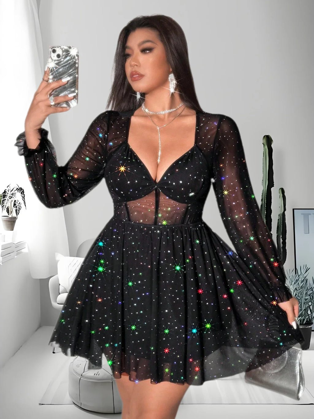 The Aurelia Sequin Flare Mini Dress