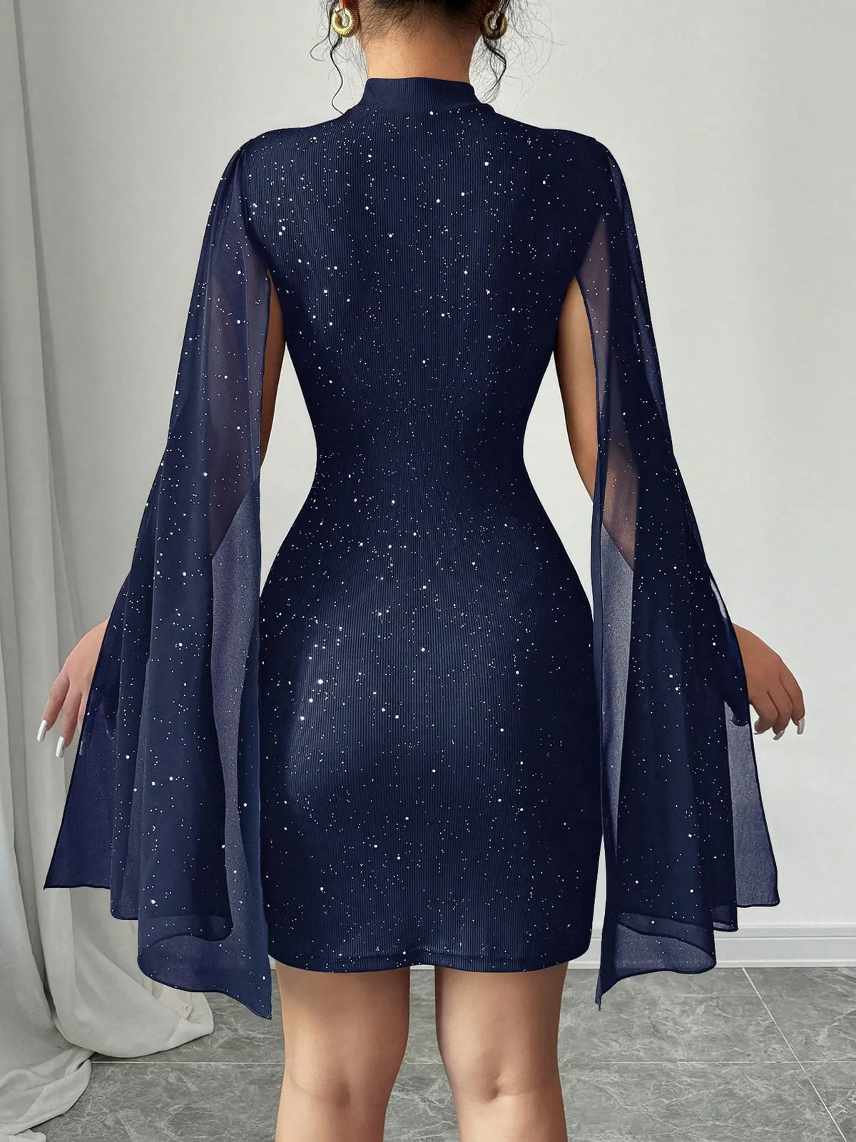 The Celestia Sequin Cape Mini Dress