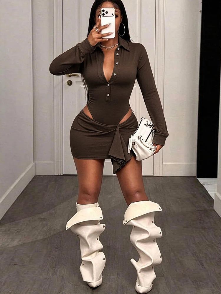 The Rhea Bodysuit & Ruched Mini Skirt Set