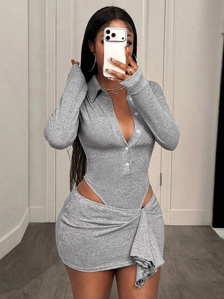 The Rhea Bodysuit & Ruched Mini Skirt Set